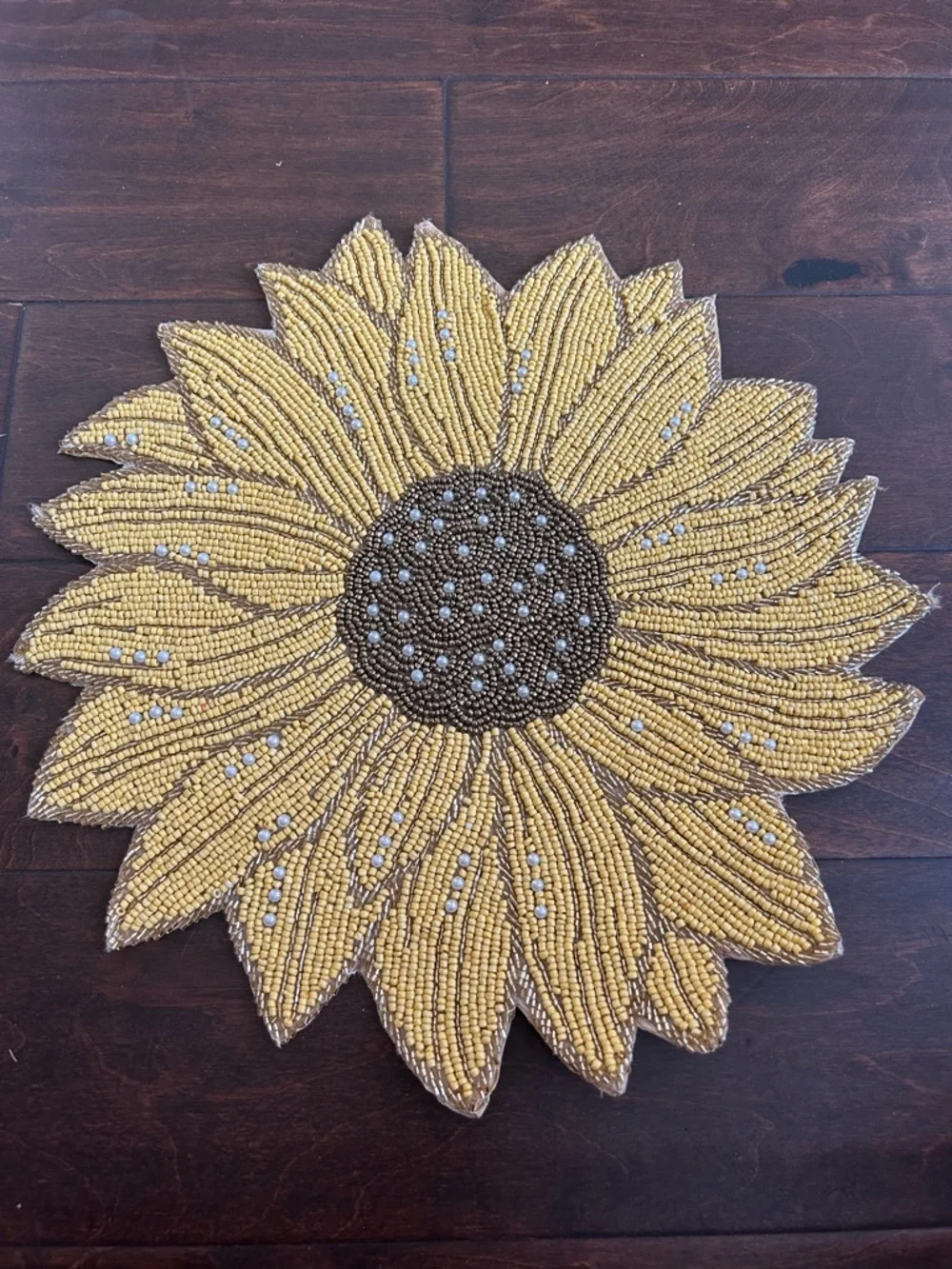 Cynthia Rowley Beaded Sunflower Charger New Fall Decor Placemat